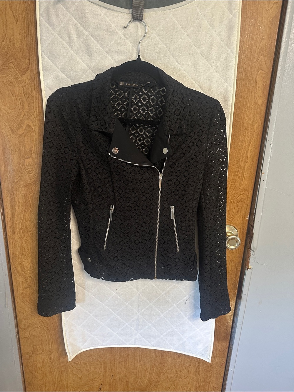Zara Black Lace Moto Jacket - Women's Biker Style